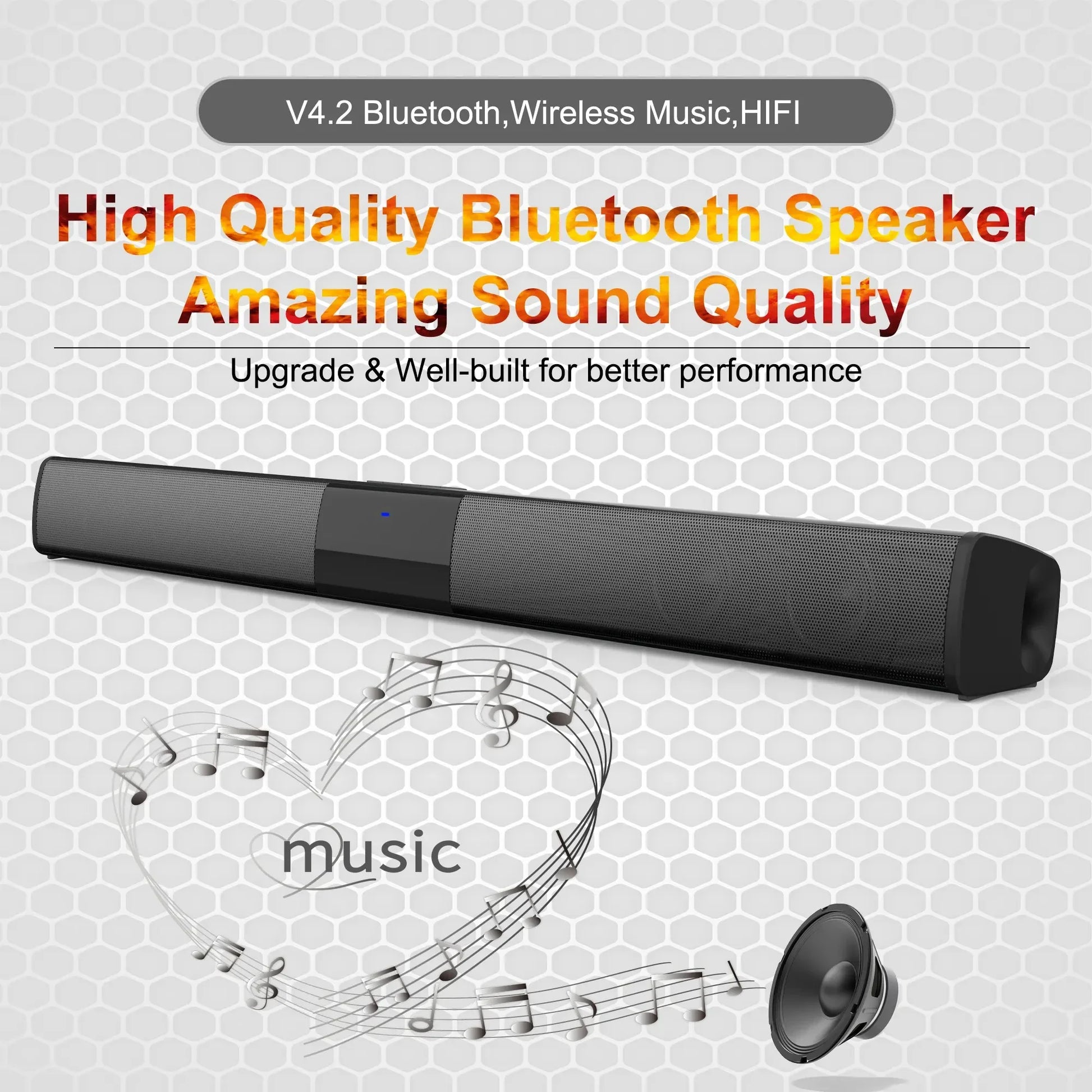 20W TV Soundbar Wired and Wireless Bluetooth Speaker With FM Radio Home Cinema Stereo Surround System HIFI Sound Bar for PC