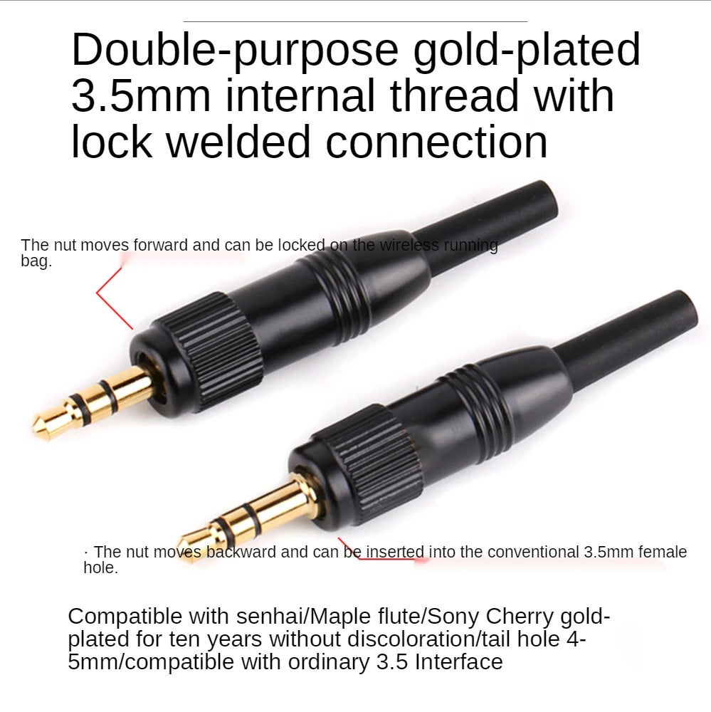 PURELINE Black 3.5 Mm 1/8" Stereo Screw Audio Lock Connector for Sennheiser SonyD11/V1/P03 Microphone Spare Plug Adapter