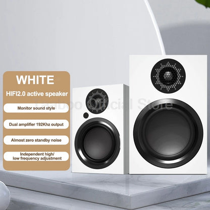 120W 5.25 Inch Active Speaker HiFi 5.3 Blutooth Audio Speaker Wooden 2-Way Bookshelf Surround Sound Box for 100-240v HomeTheater