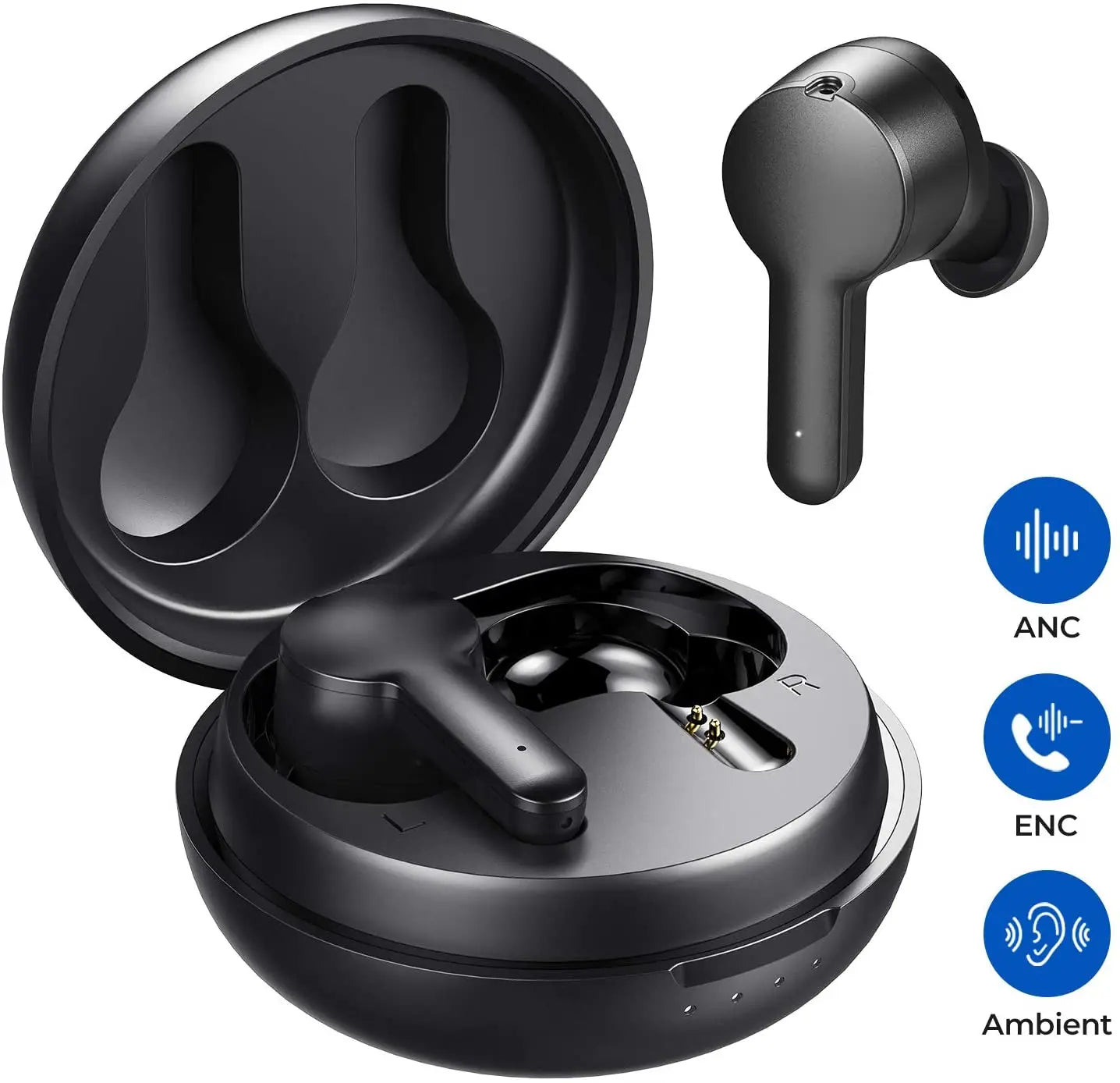 Tribit FlyBuds NC Active Noise Cancelling Wireless Earbuds ENC 4 Mics Earbuds Half In-Ear True Wireless Earbuds