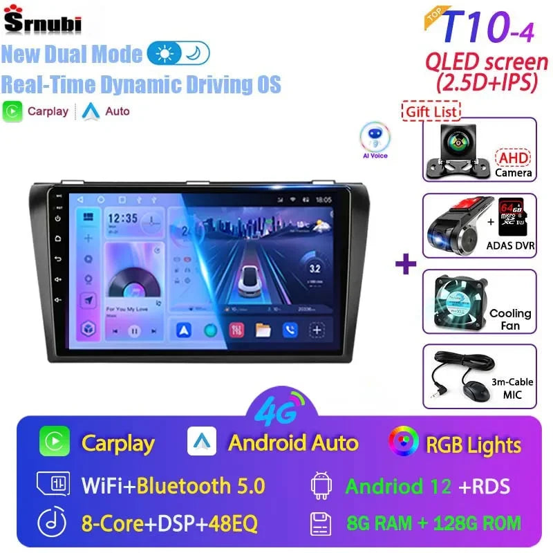 2 Din Android 12 for Mazda 3 2004-2009 Car Radio Multimedia Player Stereo Navigation With BOSE Carplay Speakers Head Unit Video