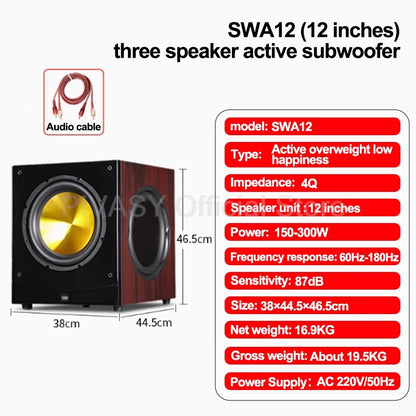 12 Inch Active  Speaker 150W High Power Subwoofer High Fidelity Fever Audio Home Theater Sound Box for TV Computer Sound System