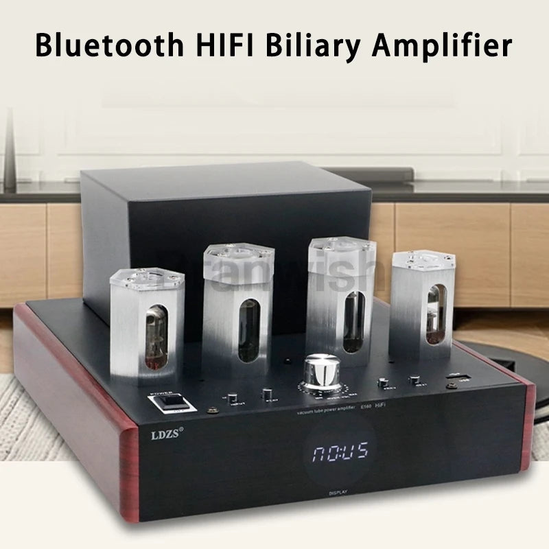 120W High Power Hifi Fever Tube Amplifier Pre-Stage Auido Speaker Amplifier Home Theater Bluetooth 5.0 Support 4-16ω Speaker