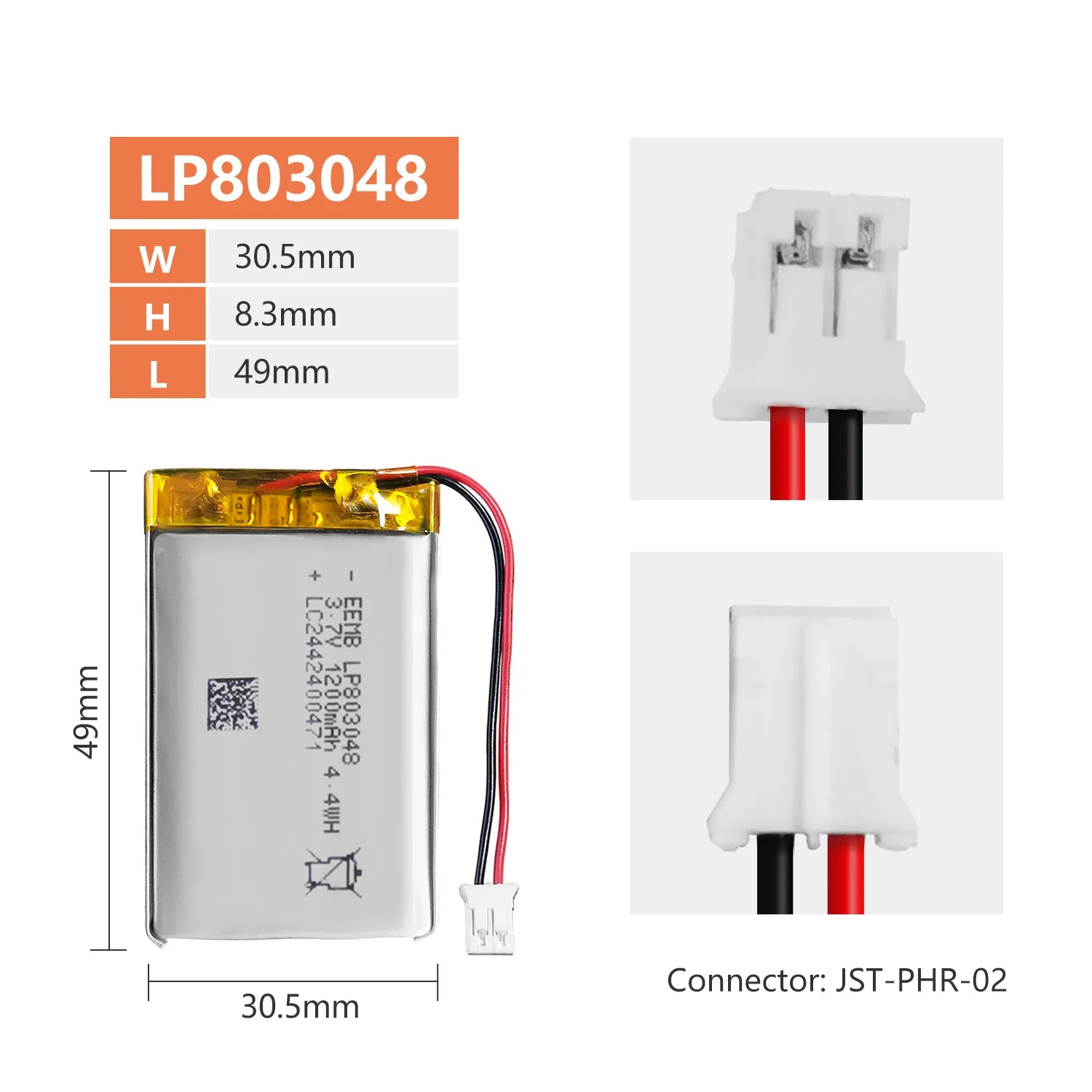 1~10pcs EEMB 803048 3.7V Lipo Battery 1200mAh Rechargeable Lithium Polymer Battery for GPS Navigator MP5 Bluetooth Speaker
