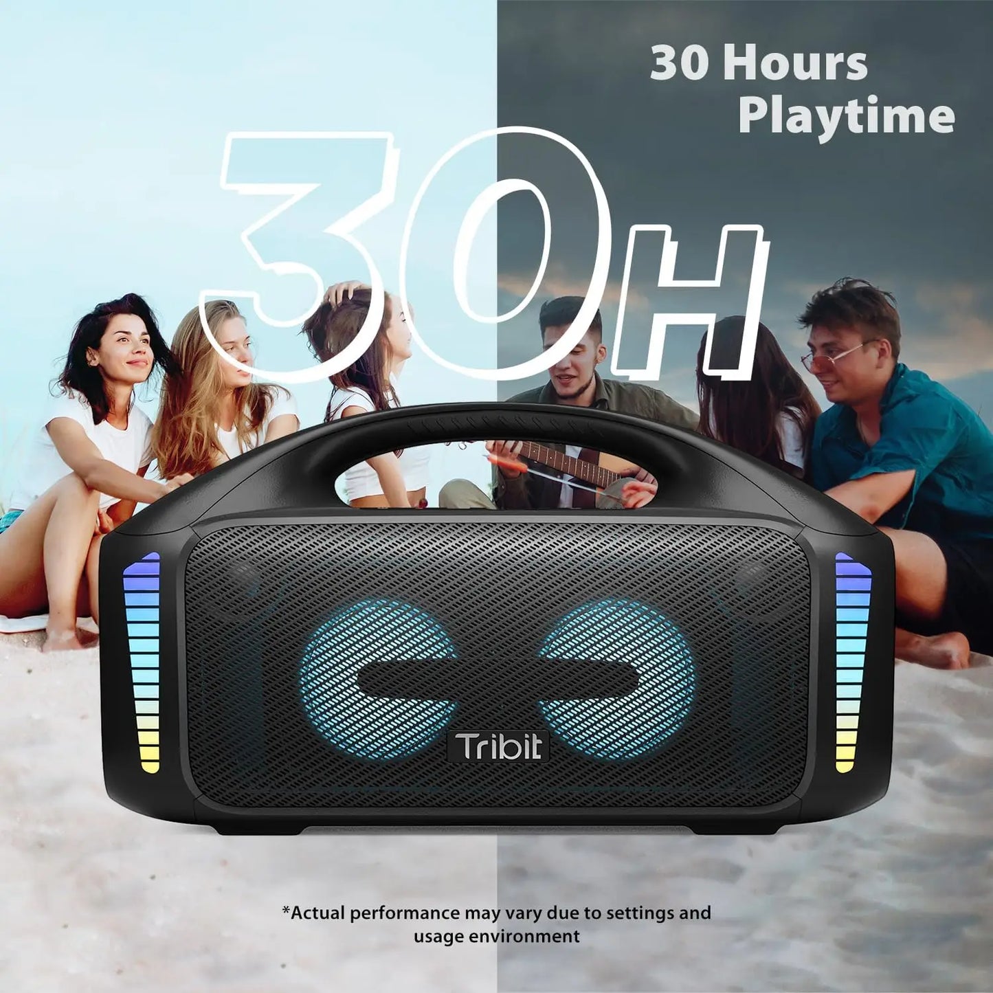 Tribit Portable Bluetooth Speaker 90W StormBox Blast Outdoor Wireless Speaker IPX7 Waterproof Party Camping Speaker 30H Playtime