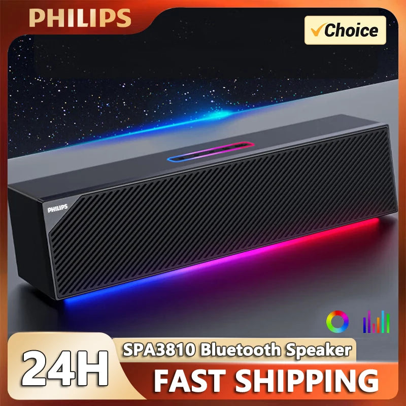 Choice Philips SPA3810 Bluetooth Wired Computer Speakers RGB Music High Power Subwoofer Stereo Surround Desktop Gaming Sound Box