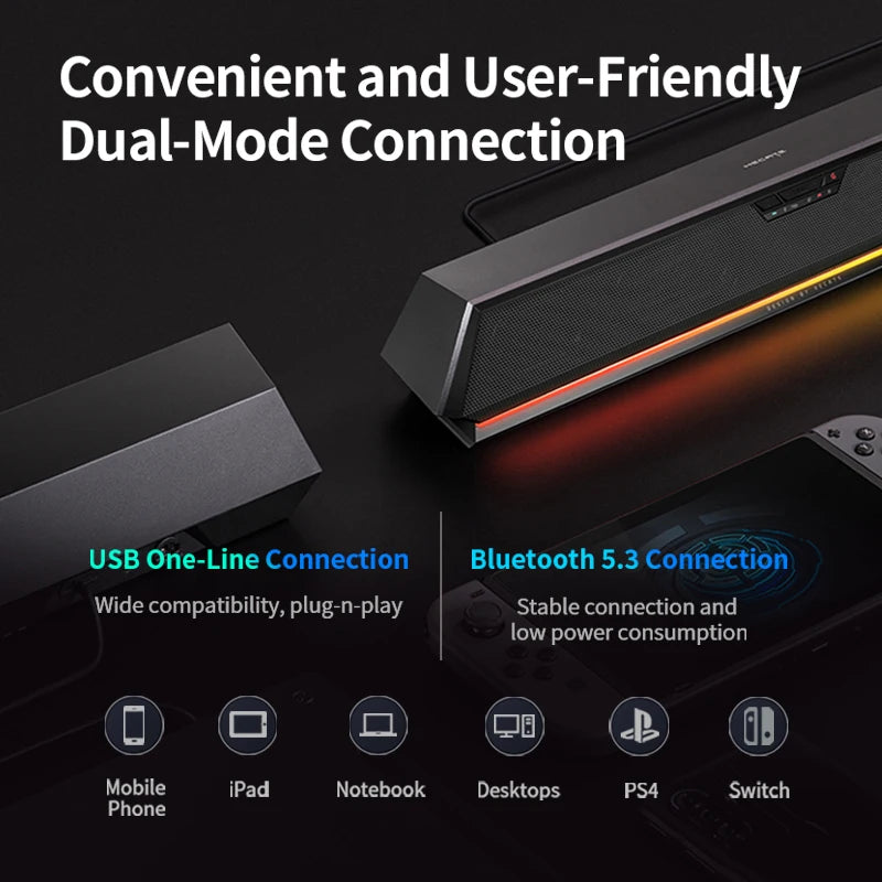 Edifier G1500 Bar Desk Soundbar Mini Speakers 7.1 Surround Sound Bluetooth 5.3 + USB-A Dual Mode Connection With Microphone