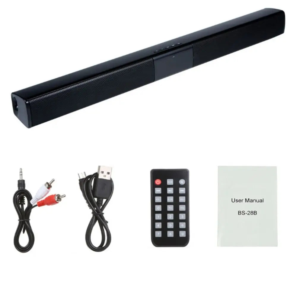 Bluetooth Speaker Wireless Soundbar TV 4 Horns Insert Card TV Sound Bar Long Strip Bluetooth BS-28B TV Speaker Listen to Music