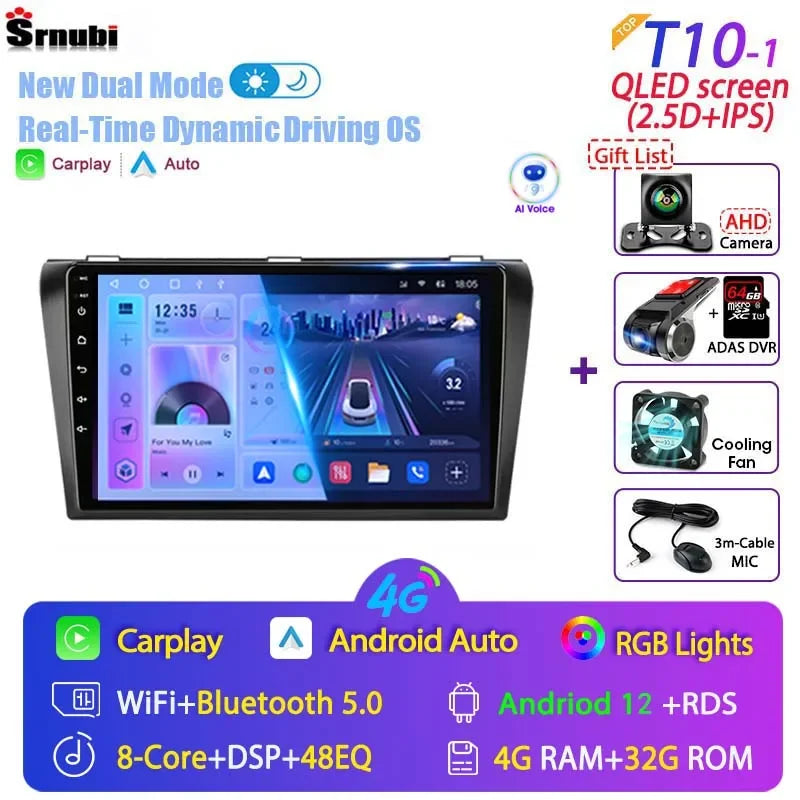 2 Din Android 12 for Mazda 3 2004-2009 Car Radio Multimedia Player Stereo Navigation With BOSE Carplay Speakers Head Unit Video