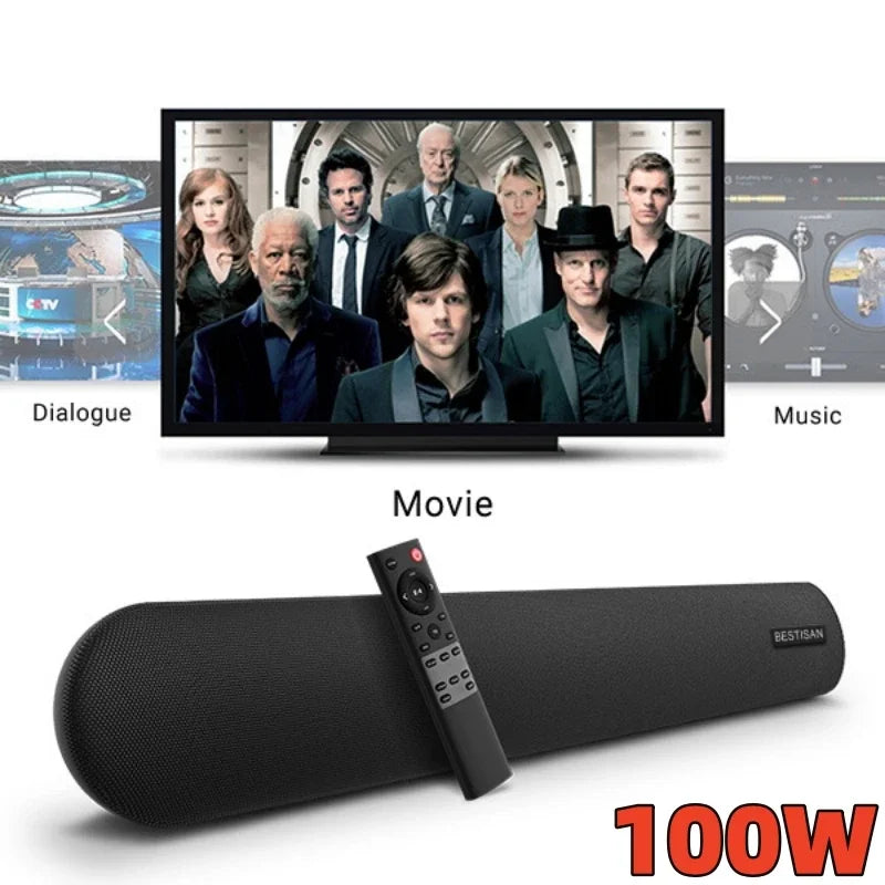 100W Soundbar High-Quality Bluetooth Speaker Multifunctional Dolby Echo Wall Subwoofer Home Sound Box With FM Radio RCA Remote