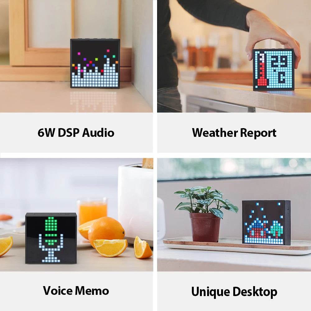 Divoom Timebox Evo Speakers Bluetooth Wireless With Clock Alarm Programmable LED Display for Pixel Art Creation Unique Gift