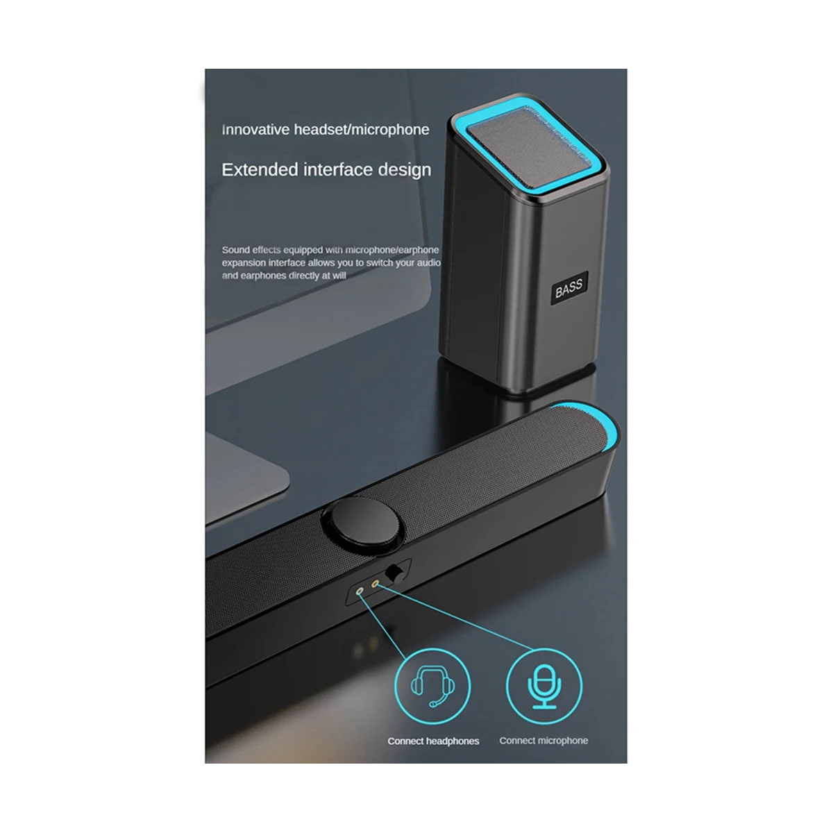 3D Computer Speakers AUX Bluetooth Wired Loudspeaker Surround Soundbar Speaker Stereo 2.1 Subwoofer Sound Bar