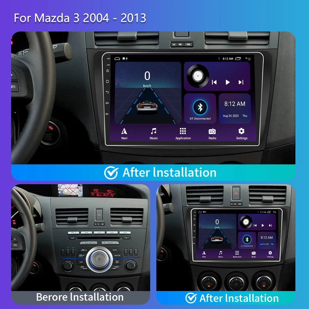 2 Din Android 12 for Mazda 3 2004-2013 Car Radio Multimedia Player Stereo Navigation With BOSE Carplay Speakers Head Unit Video