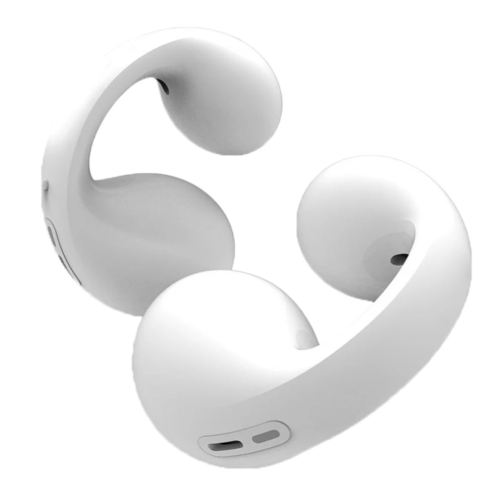 Xmas Gift True Bone Conduction Earphones Ear Clip Earring Wireless Headphones With Mic Calling Touch Control Sports Headsets