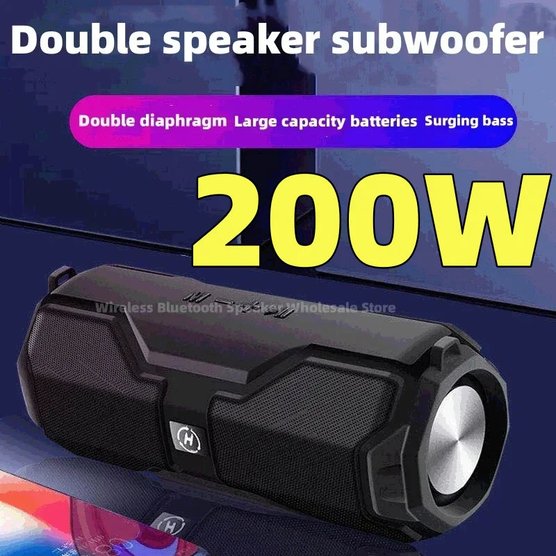 200W Ultra High Power Bluetooth Speaker Outdoor Portable Wireless Bluetooth Speaker Card Waterproof Bass Speaker TF Card