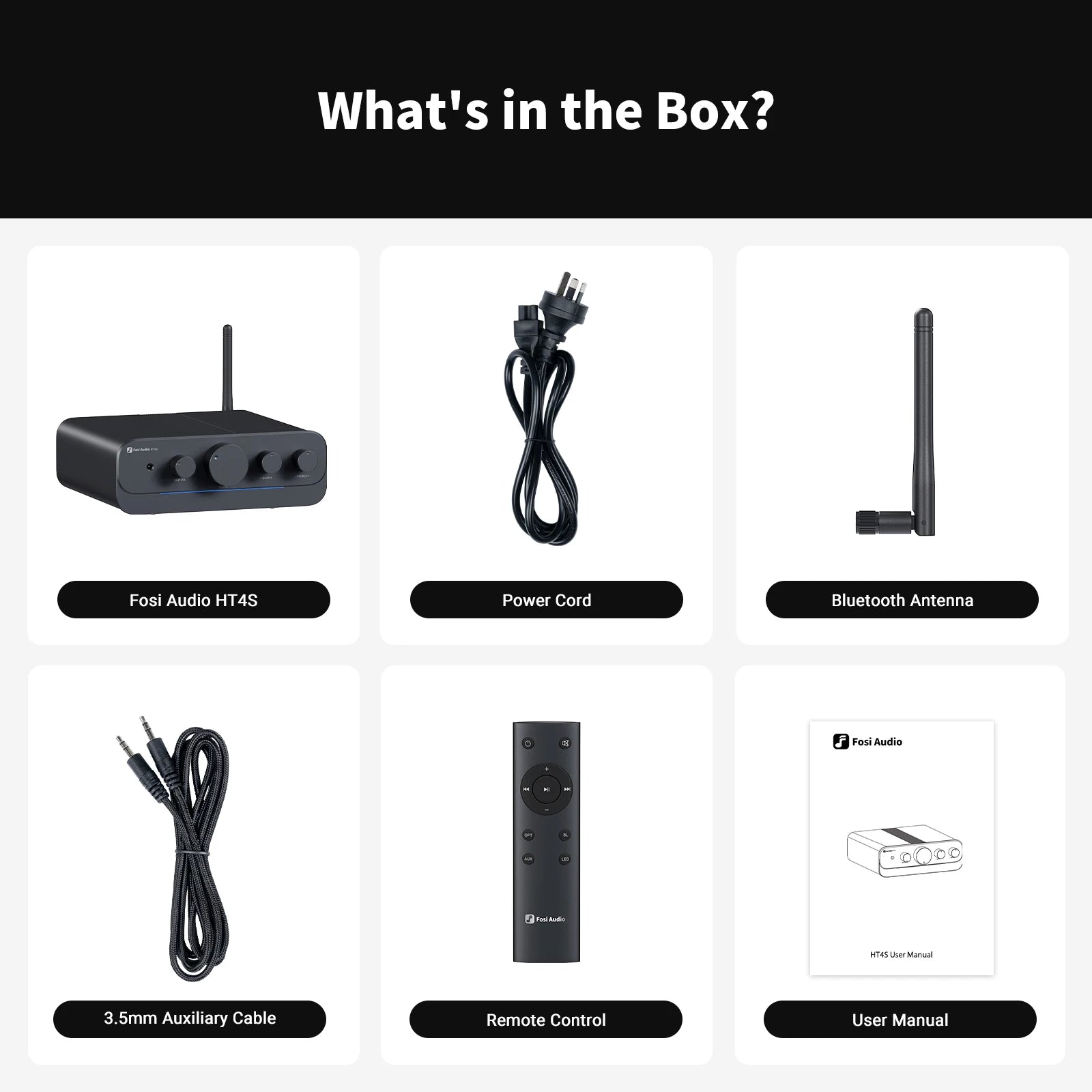 Fosi Audio HT4S Bluetooth 4.1 Home Sound Amplifier, Outdoor Speaker Amp Mini Desktop Amp 4 Channel Bass Shaker Amp for Speaker