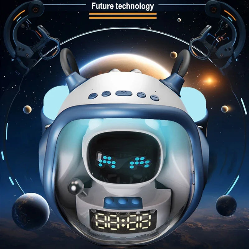 Smart Wireless Bluetooth Audio Space Astronaut Home TF Card FM Clock AI TWS Speaker Intercom Alarm Clock Atmosphere Light