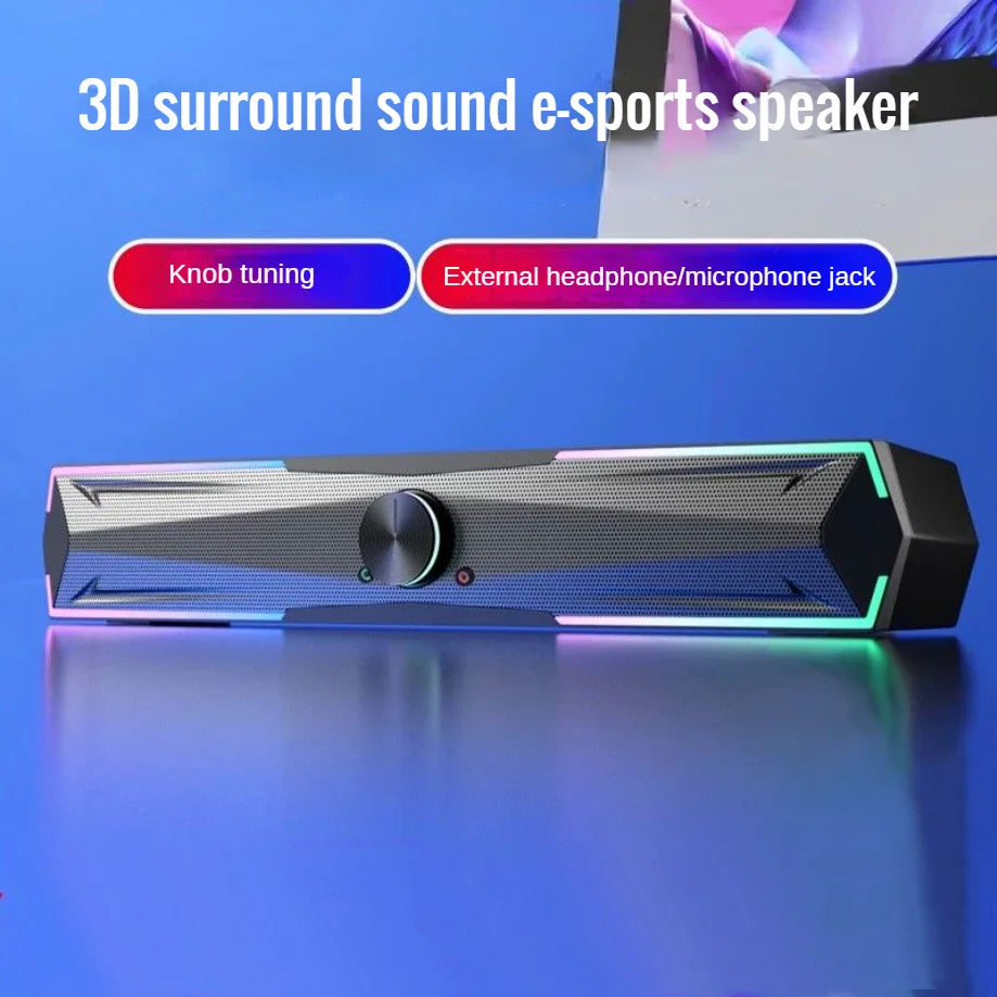 3D Computer Speakers Bluetooth 5.0 Wired Loudspeaker Surround Soundbar Speaker Stereo Subwoofer Sound Bar for Laptop Notebook PC