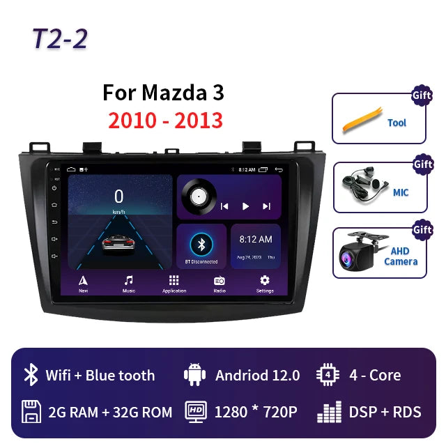 2 Din Android 12 for Mazda 3 2004-2013 Car Radio Multimedia Player Stereo Navigation With BOSE Carplay Speakers Head Unit Video