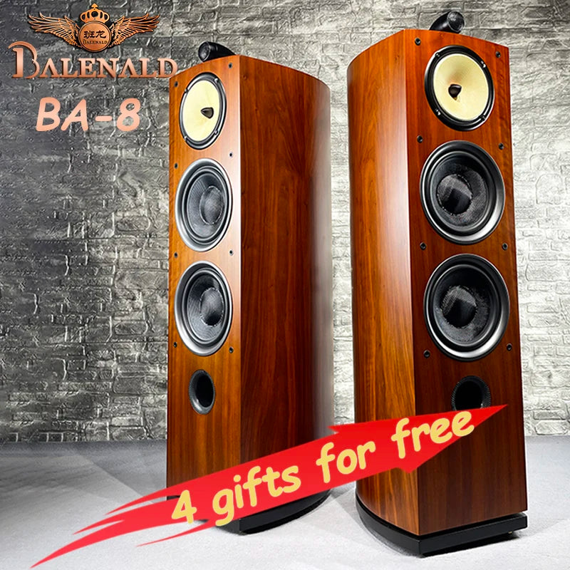 Balenald Home Theater System Nautilus Audio 801 Dual 8-Inch Bass Fever HiFi Three-Way Floor-Standing Passive Speakers