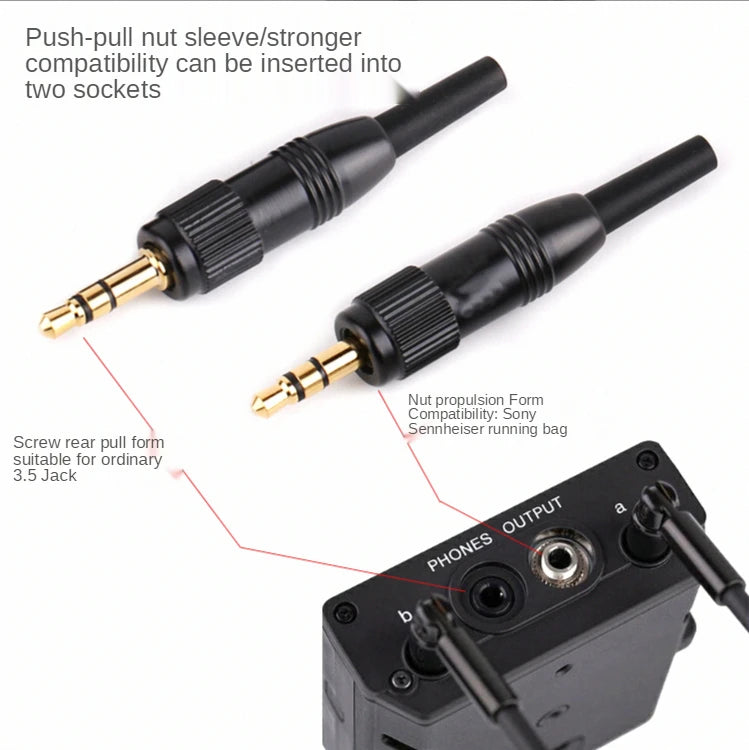 PURELINE Black 3.5 Mm 1/8" Stereo Screw Audio Lock Connector for Sennheiser SonyD11/V1/P03 Microphone Spare Plug Adapter