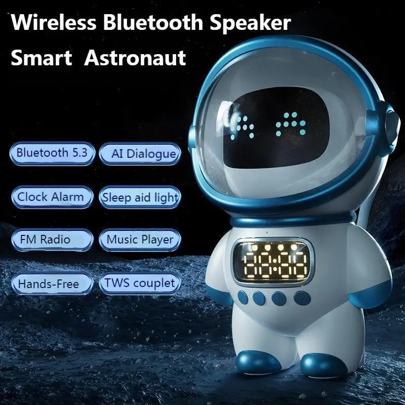 Mini Smart Astronaut Bluetooth Speaker Sound Box Portable Stereo Ai Interactive Audio With Alarm Clock Support TF/FM Kid's Gift