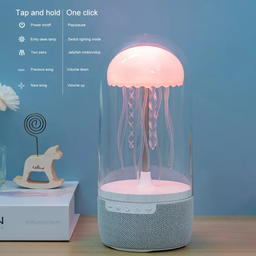 Creative Colorful Jellyfish Lamp With Bluetooth-Compatible Speaker 1800mAh Sports Jellyfish Speaker With Lights Atmosphere Light