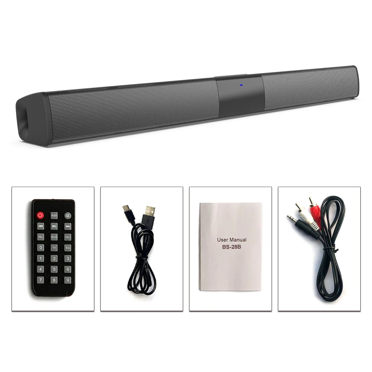 20W TV Soundbar Wired and Wireless Bluetooth Speaker With FM Radio Home Cinema Stereo Surround System HIFI Sound Bar for PC