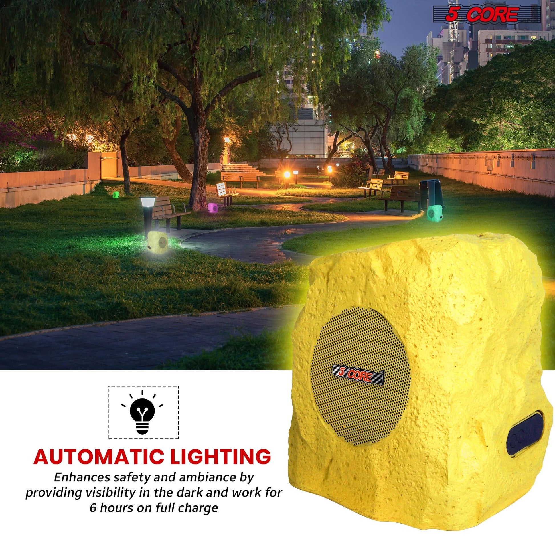 5Core Outdoor Wireless Speakers Bluetooth Rock Waterproof Linkable TWS