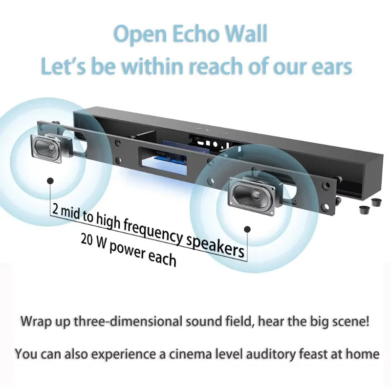 40W TV Sound Bar With 30W Subwoofer Soundbar Wireless Speaker Home Theater Support HDMI(ARC), Optical, Coaxial, 3.5mm Aux, USB