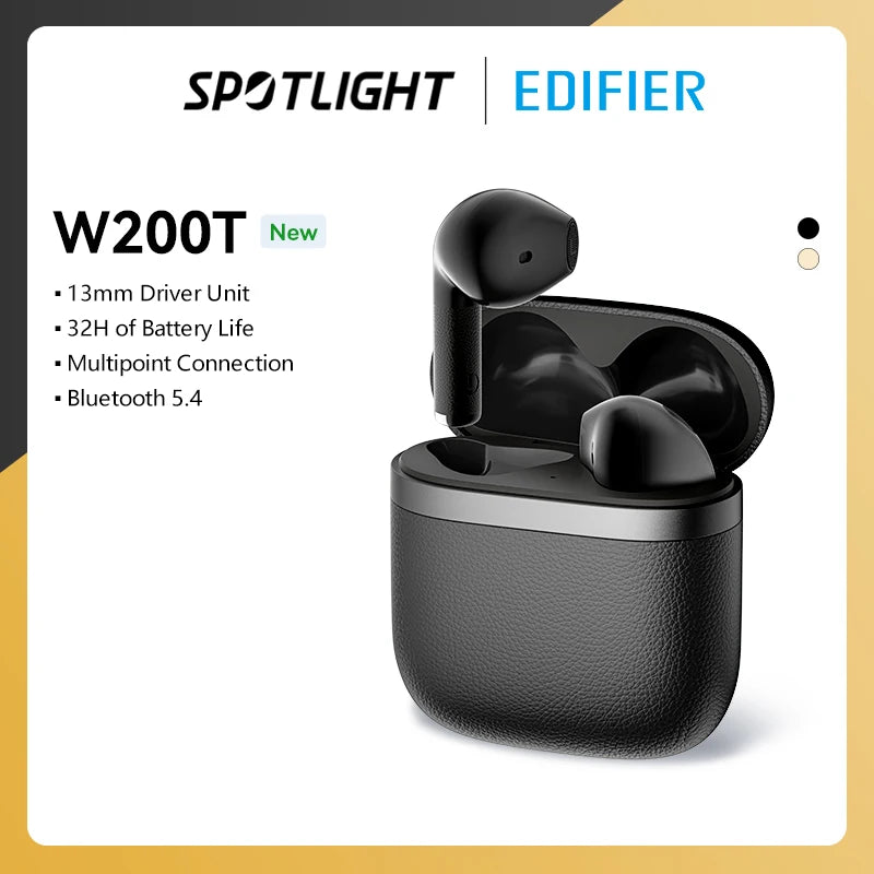 Edifier W200T Wireless Earphones Bluetooth 5.4 Headphones TWS True Wireless Earbuds Semi-In-Ear Earphone 32H Battery Life