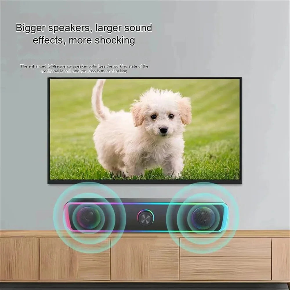 Bluetooth Speaker 4D Surround Soundbar Box Wired Computer Speakers Stereo Subwoofer Sound Bar for Laptop PC Theater TV Aux