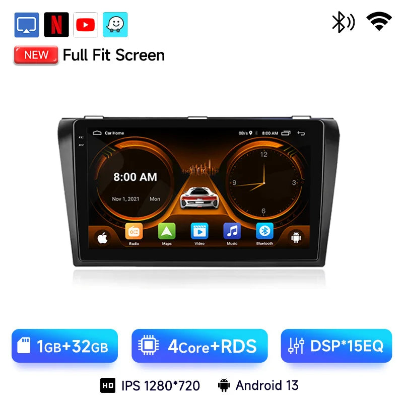 2 Din Android 12 for Mazda 3 2004-2009 Car Radio Multimedia Player Stereo Navigation With BOSE Carplay Speakers Head Unit Video
