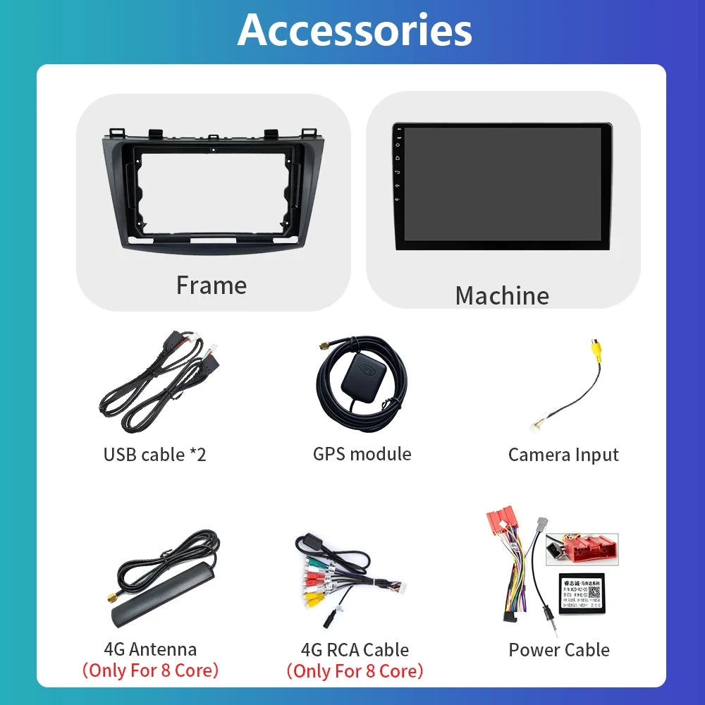 2 Din Android 12 for Mazda 3 2004-2013 Car Radio Multimedia Player Stereo Navigation With BOSE Carplay Speakers Head Unit Video