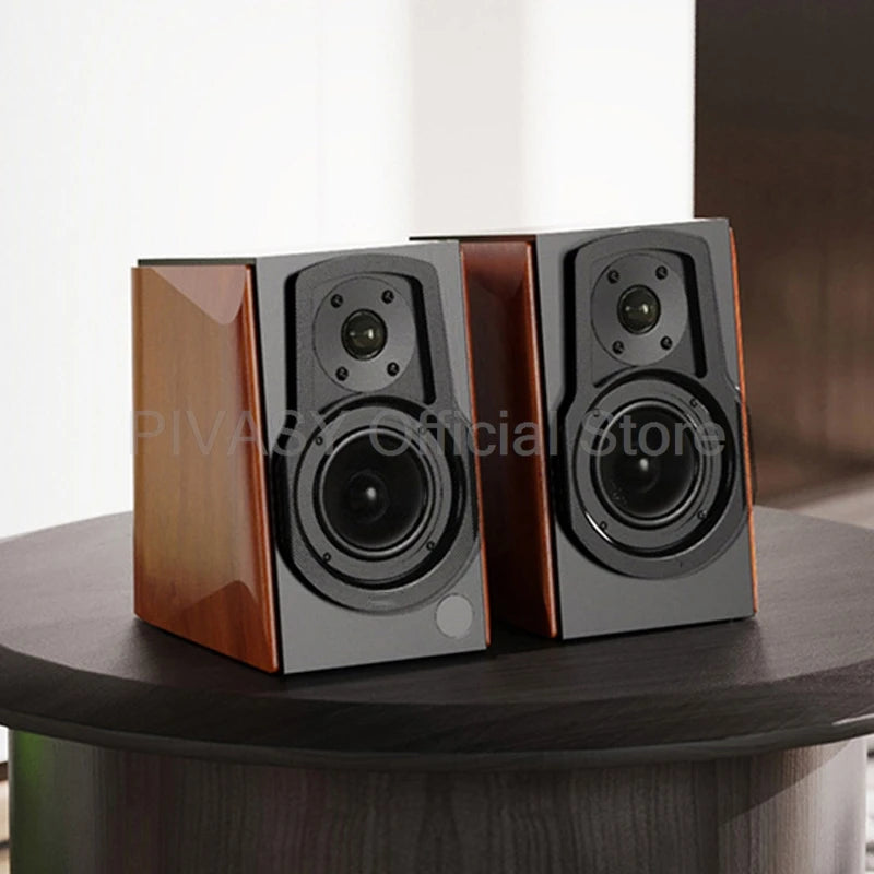 4 Inch Bluetooth Speaker Active Sound Box Surround Sound Speaker Home Theater High Fidelity Speaker Wooden Desktop Speaker