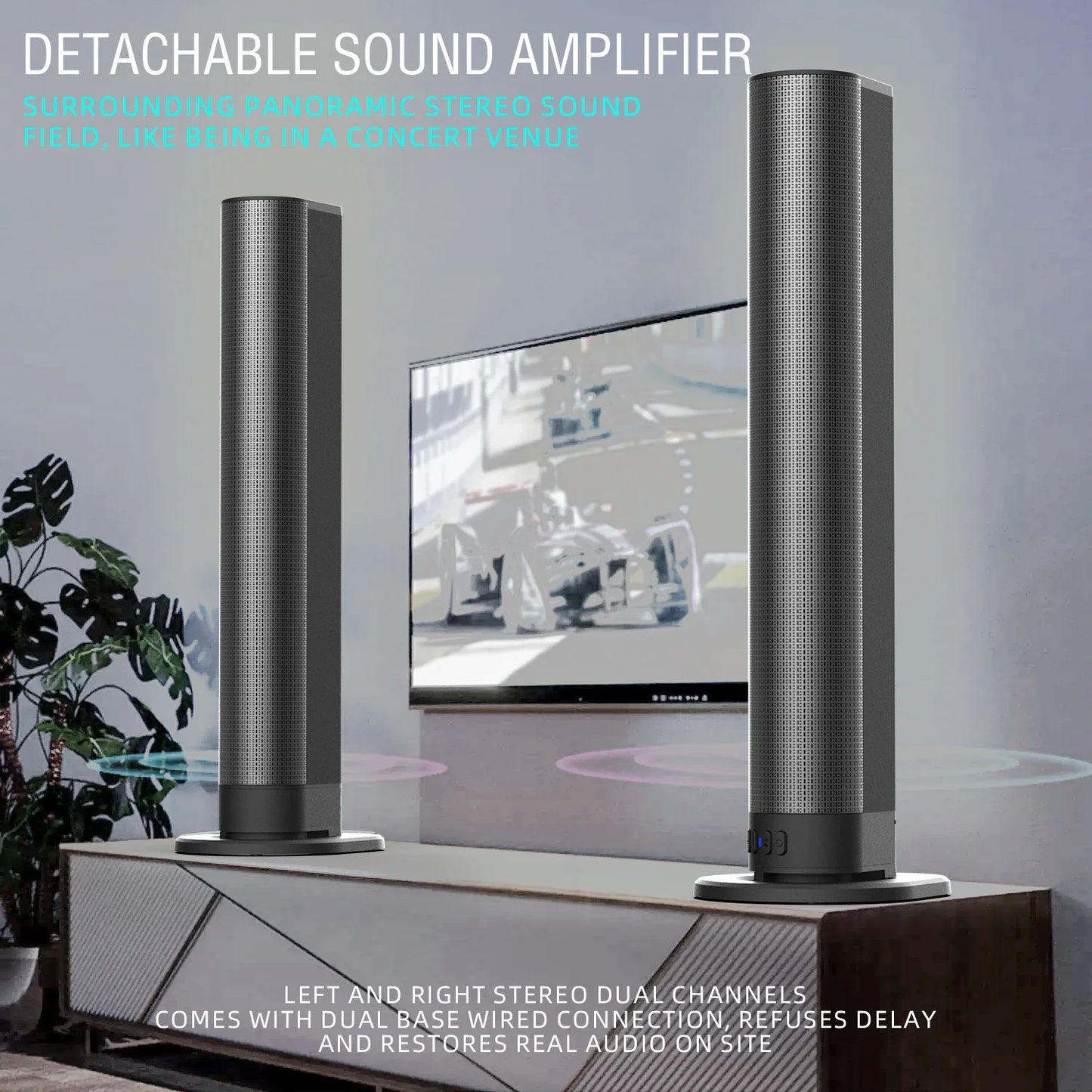 BS-56 TV Bluetooth Speakers AUX/BT/OPT Connections Soundbars With 2-In-1 Detachable Home Cinema Sound System FM Soundbar