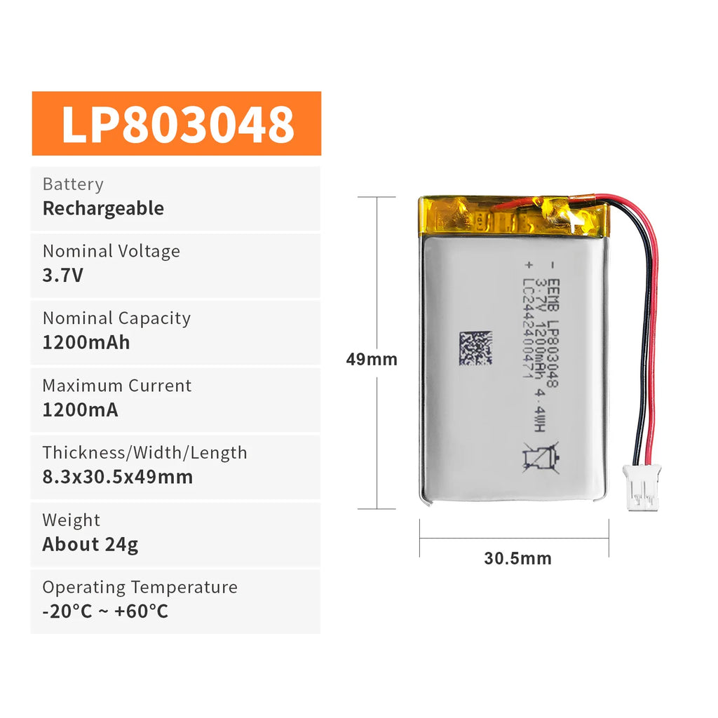 1~10pcs EEMB 803048 3.7V Lipo Battery 1200mAh Rechargeable Lithium Polymer Battery for GPS Navigator MP5 Bluetooth Speaker