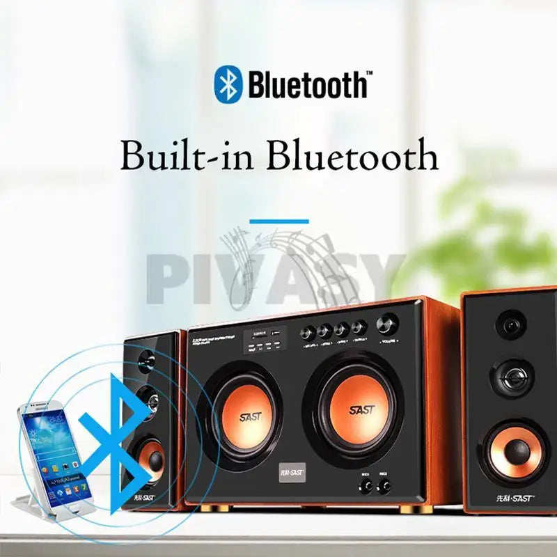 Dual 5.5 Inch Bluetooth Sound Box Active Subwoofer Three-Way Speaker 2.1 Computer Speaker Home Theater Sound System Audio Set