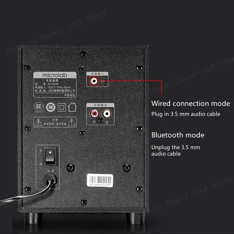 Classical Products 2.1CH Multimedia Speakers M100BT Subwoofer Sound Bar With Subwoofer Active HI-FI Desktop Bluetooth Speakers