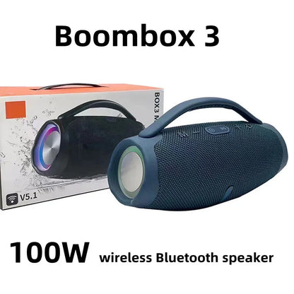 100W High-Power Boombox 3 Wireless Bluetooth Speaker Portable Outdoor Subwoofer RGB Stereo TWS Home Speaker Supports TF/AUX/USB