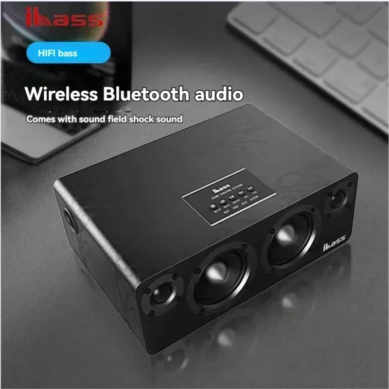 IBASS Wooden Speaker 200W Ultra High Power Bluetooth Speaker 4 Units Surround Sound Subwoofer Karaoke Wireless Coaxial Input