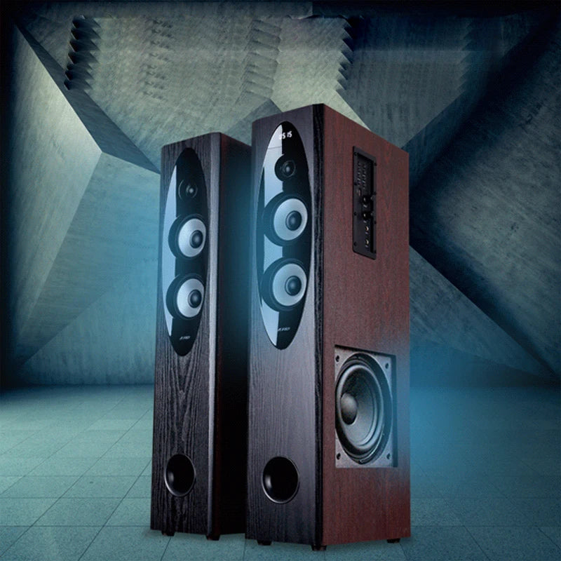 A Pair 8 Inch 120W High-Power Floor-Standing Three-Way Speaker With Dual Bass Home Theater Hifi Fever Bluetooth Active Speaker