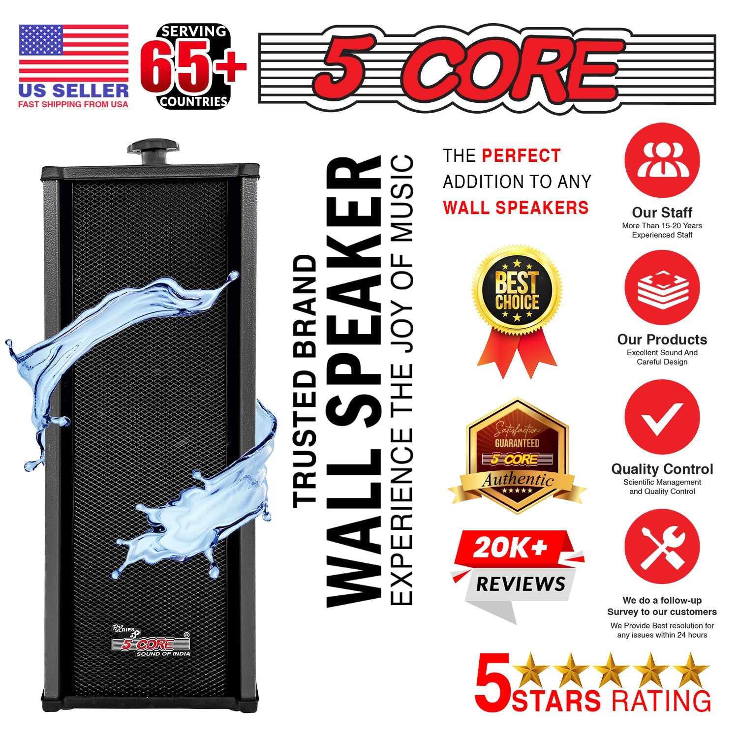 5Core Outdoor Speakers Stereo In Wall 100W Peak Passive Home Audio