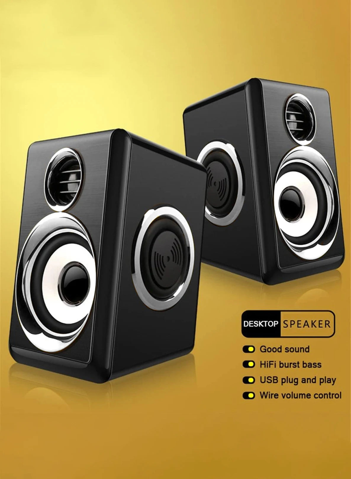 Computer Stereo 1 Pair USB+AUX Wired Computer Speakers Bass