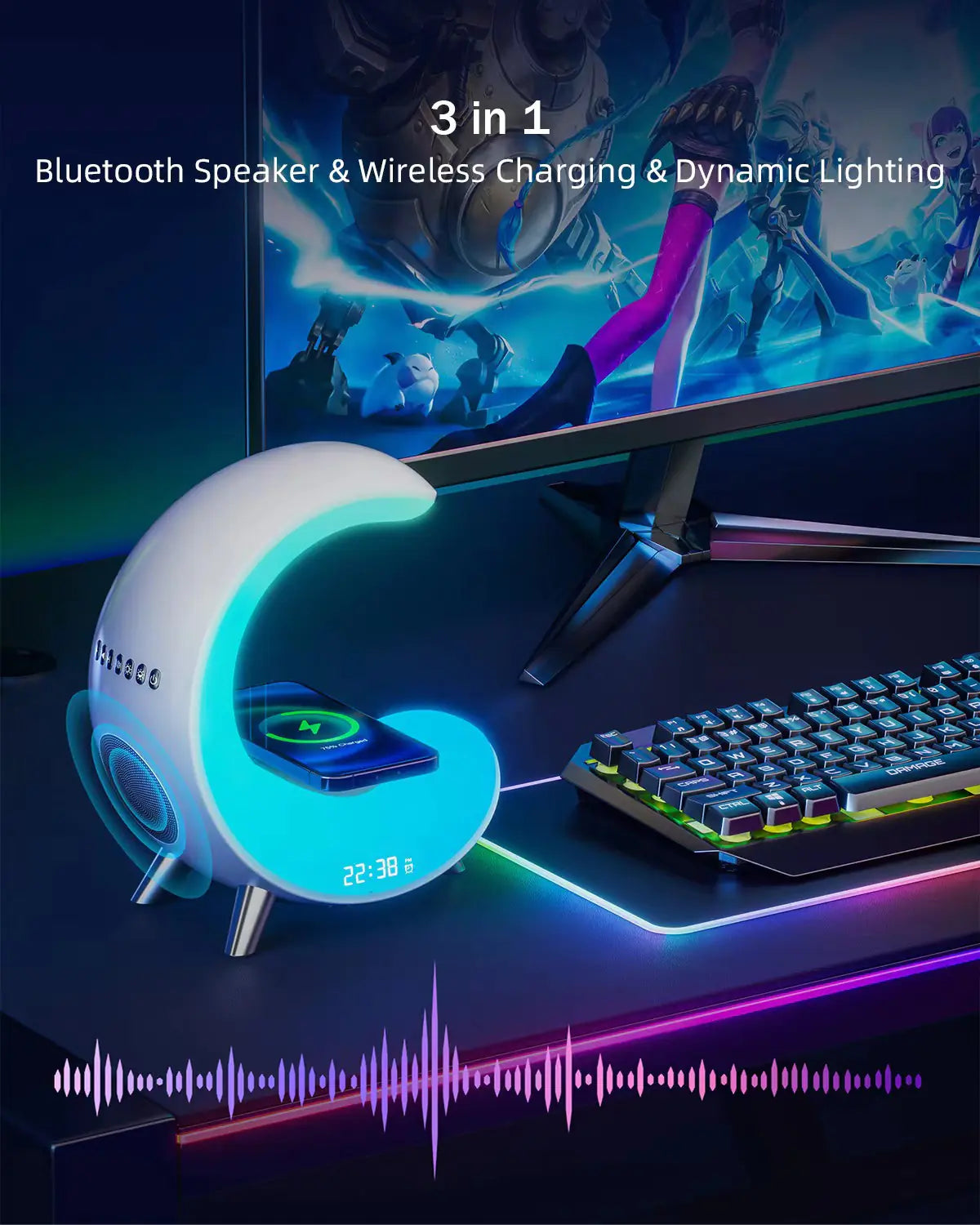 Multifunctional Night Light with Bluetooth Speaker and Alarm