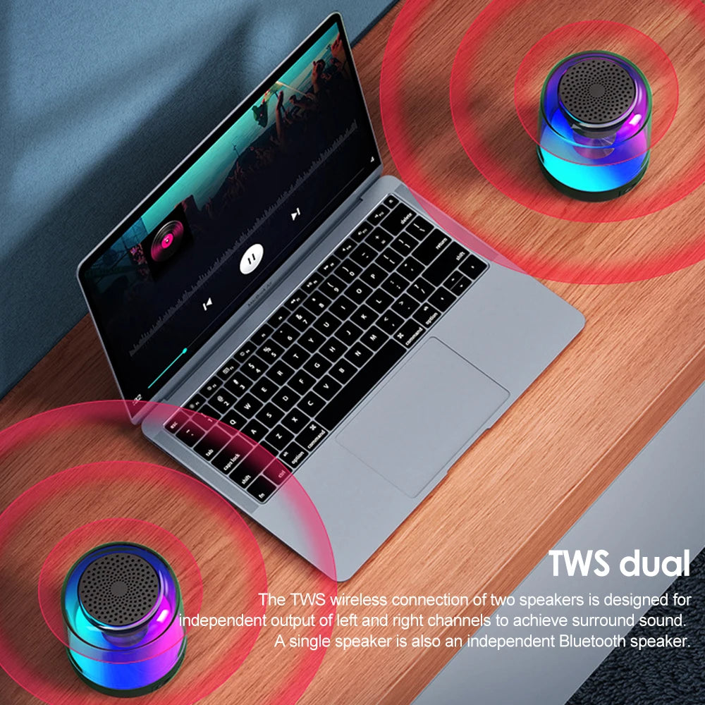 Mini TWS Mobile Phone Bluetooth Speaker High-Quality Colorful Lights Wireless Small Sound Box Subwoofer Portable Home Theater