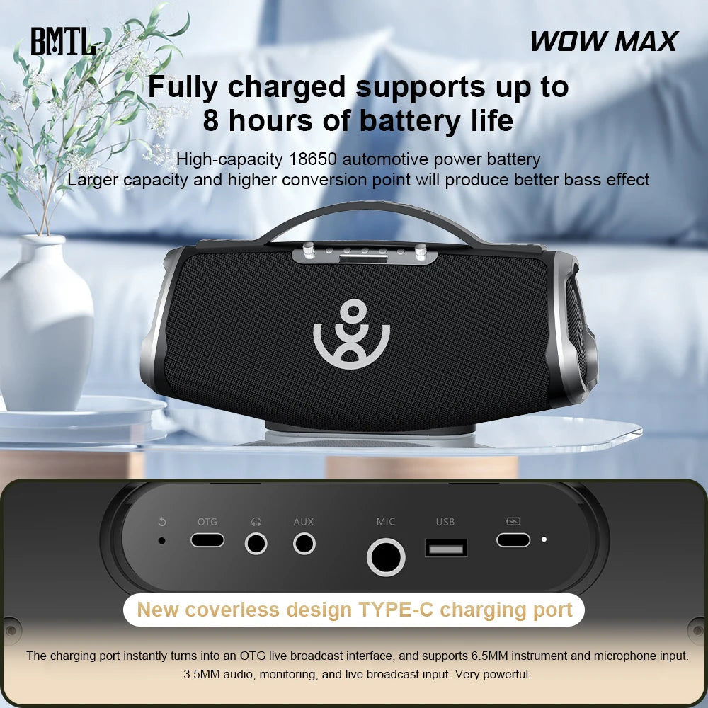 300W Bluetooth Outdoor Speaker With Subwoofer & Wireless Mic, 8-Hour Battery for Camping, Beach, and Party