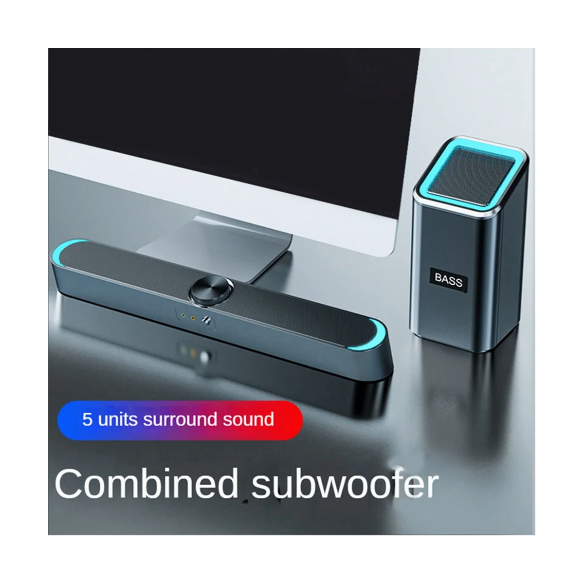 3D Computer Speakers AUX Bluetooth Wired Loudspeaker Surround Soundbar Speaker Stereo 2.1 Subwoofer Sound Bar