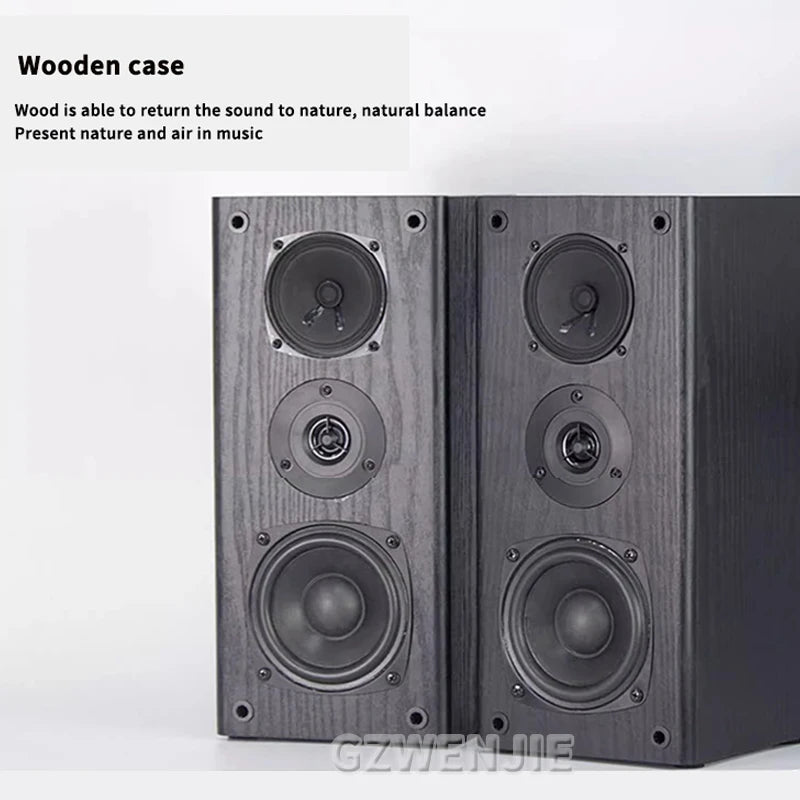 4 Inch Subwoofer Speaker Passive Bookshelf HiFi Speaker Three-Way Surround Sound Speaker Sound Box Power 60W Speaker a Pair