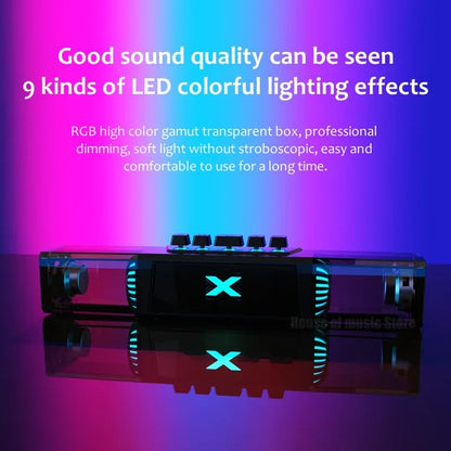 Hot Sale Stereo Colorful Lights HIFI Gaming Bar Computer Speaker Wireless RGB Gaming Speaker BT Soundbar Pc Computer Speakers